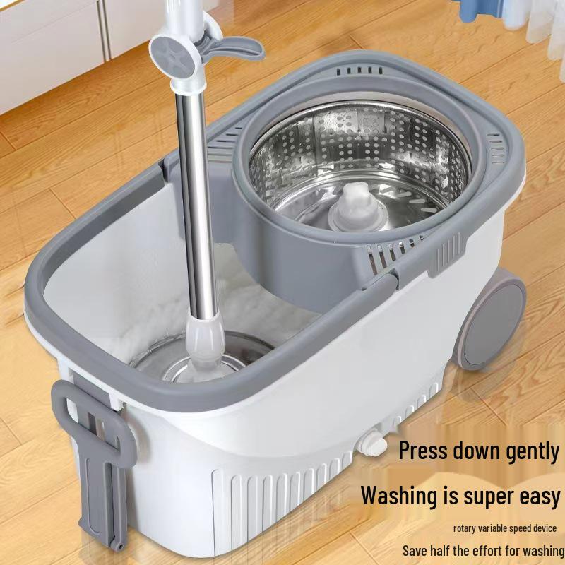 

Набор швабры и ведра с отжимом без рук на колесах – Модный стиль, Легкая уборка, Идеальный подарок Steel Basket + Plastic Tray + 2 Mop Heads белый