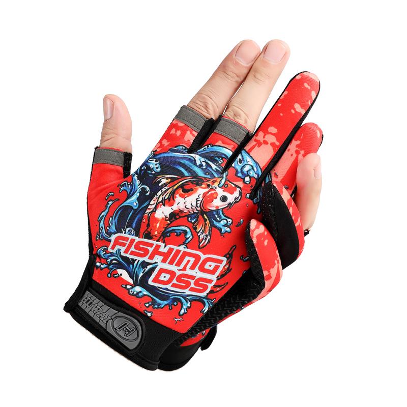Outdoor-Sportarten mit Samttau-Drei-Finger-Angelhandschuhen, atmungsaktiv und rutschfest, Meeresfischen und Fanghandschuhe