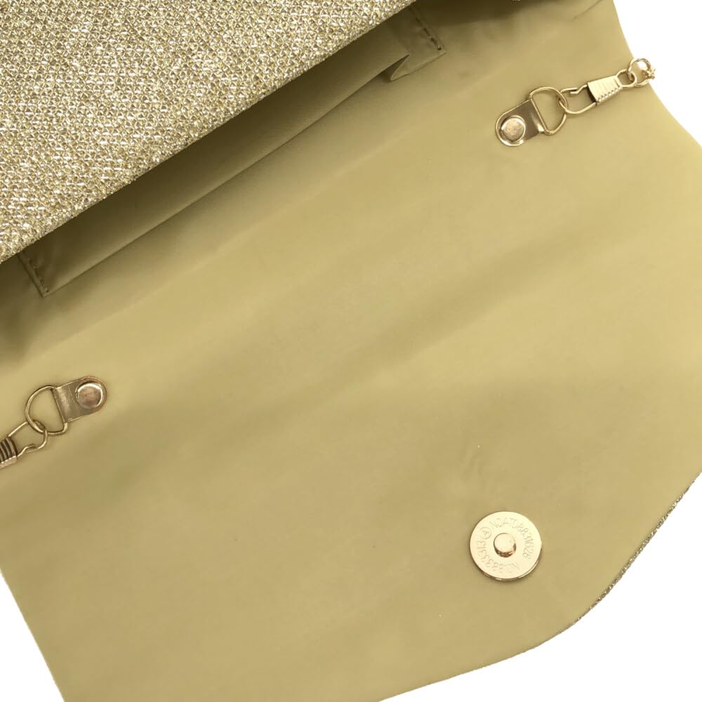 GRAXIA Cabaret Clutch Bag for Women, Party Bag, Wedding, Reception, Luxurious Beads, Gold