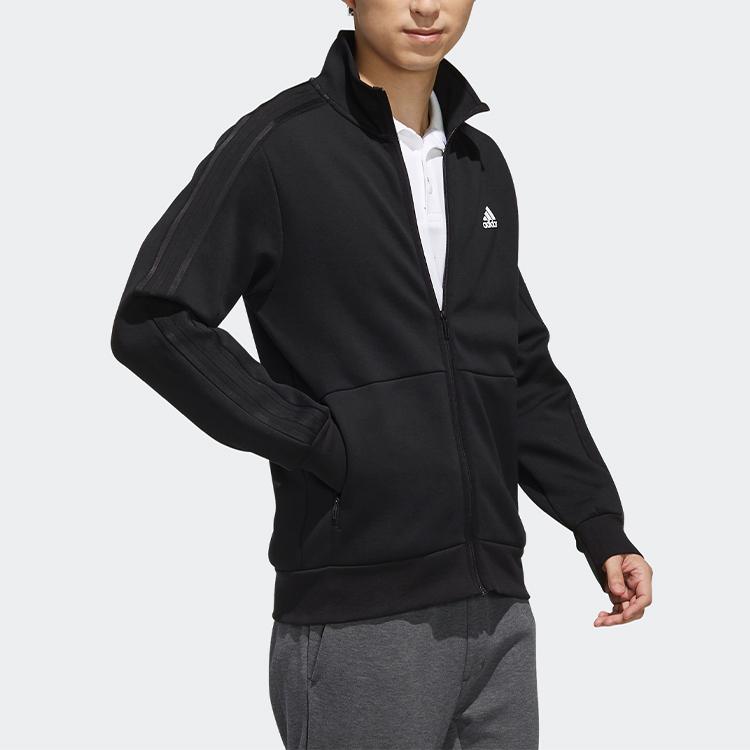 Adidas Casual Sports Full Zip Stand Collar Jacket Men Jackets Black EH3808