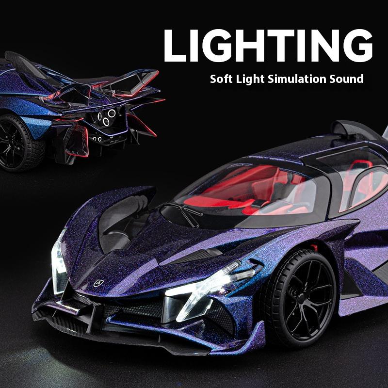 1:18 EVO alloy model toy car, futuristic shape, four-wheel shock absorption, cool sound and light, Christmas gifts