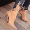 Elegant Women Fashion Suede High Heeled Sandals With Pointed Toe And Bandage Design