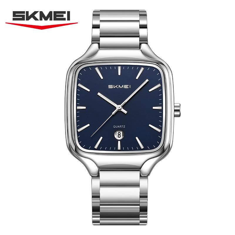 SKMEI 9366 Fashion Mens Watch Quartz Stainless Steel Band Luxury High-end Waterproof Date Display Business Casual Clock Relojes