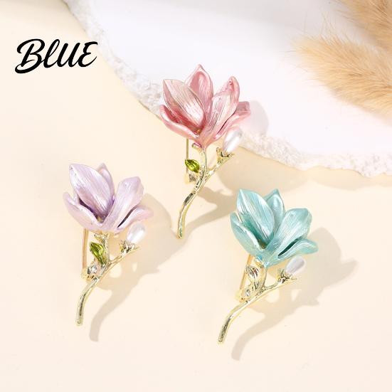 Long-lasting Brooch Magnolia Zinc Alloy Pin with Oil Dripping Process