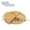 Round Bamboo Cheese Board Set with Rotating Cutting Board, Knives, and Serving Plate for Cheese, Bread, Steak, and Fruit.