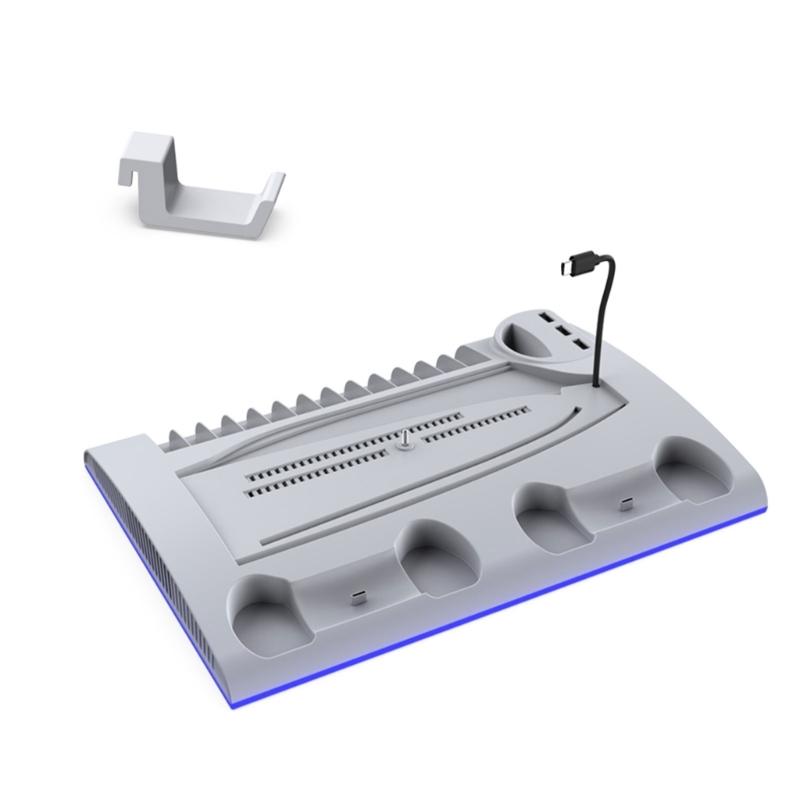 Vertical Display Stand for Console Charging Stand with Light Game Cartridge Slot Double Controller Charging Station белый