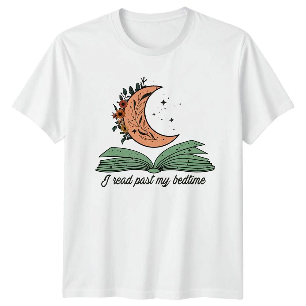 Book Lover I Read Past My Bedtime Moon TShirt Reading Hobby Tee S