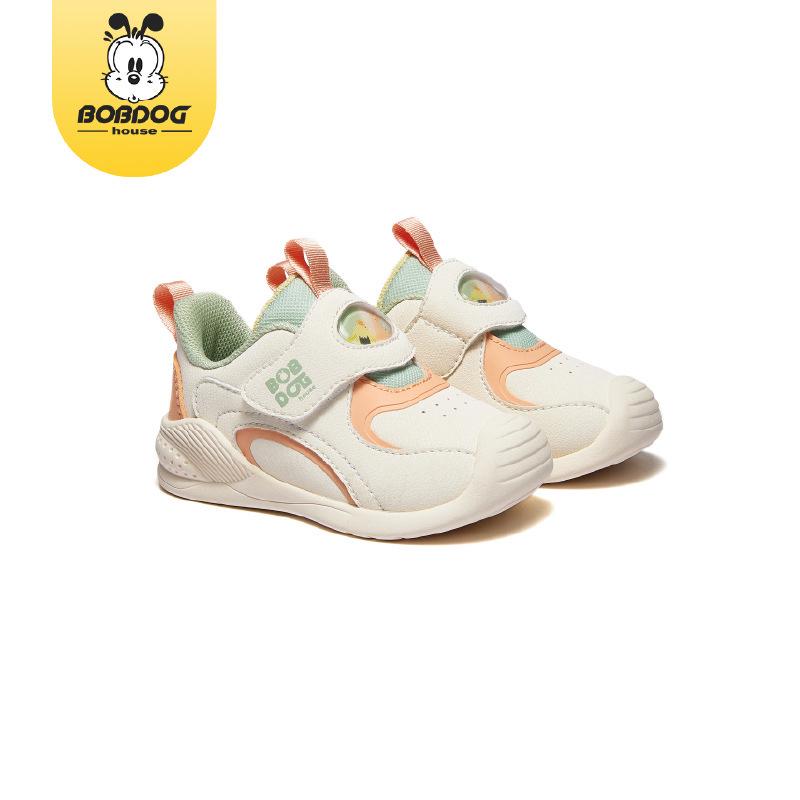 

Spring 2025 Bobodou Baby Shoes: Breathable Leather for Boys and Girls, Ages 0-3 Size 17, Inner Length 12.1cm білий/помаранчевий