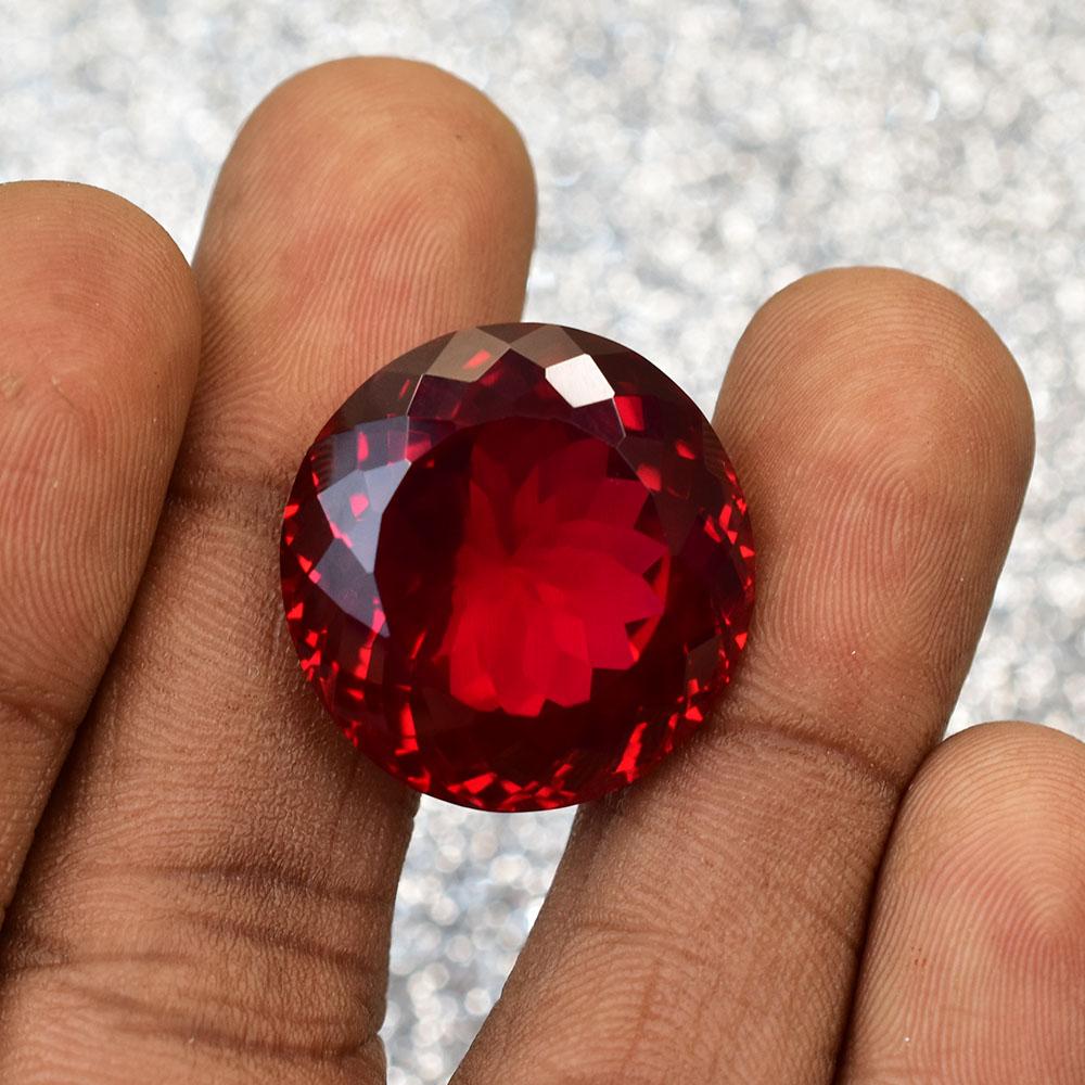 Natural Red Ruby Loose Gemstone 53.65 Ct Round Cut for Jewelry Making and Gem Collections