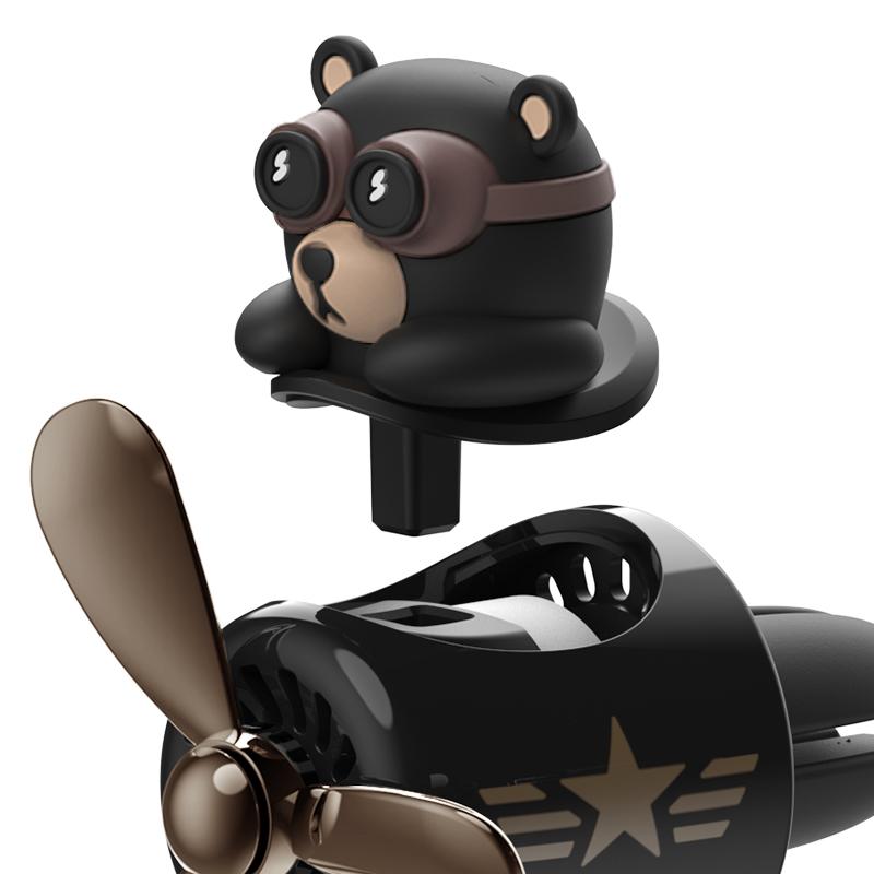 Rotating Pilot Bear Car Air Fresheners Vent Clip Ornaments Perfume Airplane Fragrance Diffuser Aroma Decorations Accessories Men