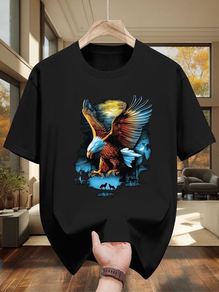 Men Tshirt Featuring A Majestic EaglePattern with A Casual andVersatileStyleMade of BreathableFabricSuitable forSummerDailyWear