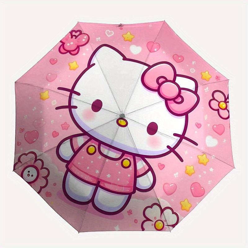 1pc Hello Kitty Pink Background Umbrella with Plastic Handle,Suitable for All Seasons Home Travel Outdoor UmbrellaSanlio003