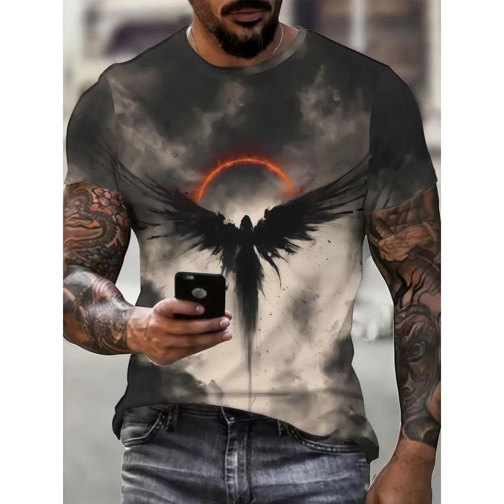 Fashionable Soft Comfortable Breathable Summer Men's T-shirt Colorful Retro Pattern Casual Sports Versatile Short Sleeved T-shirt