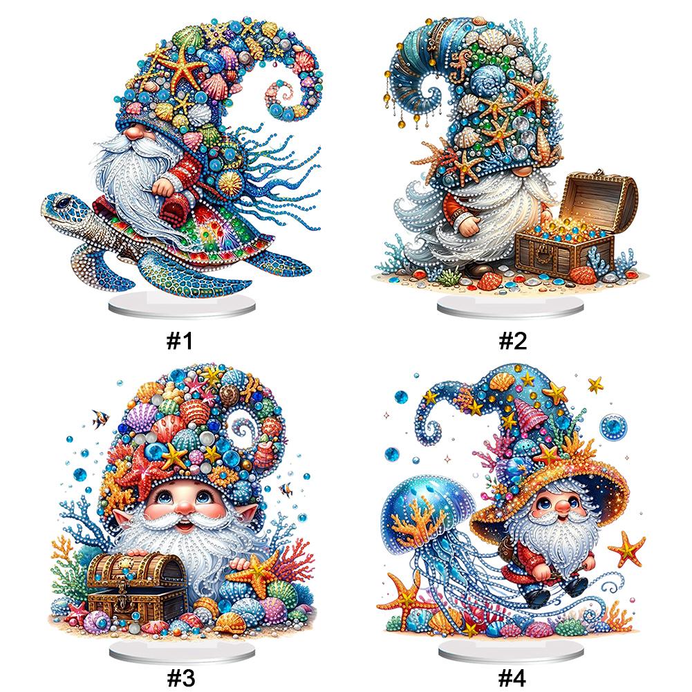 2D Flat Gnome DIY Table Top Diamond Painting Ornament Kits Diamond Painting Desktop Ornaments Kit for Home Office Desktop Decor