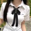 Korean Bow Streamer Solid Color Bow Tie for Women - Preppy Long Brooch Shirt or Hanfu Accessory