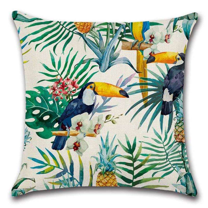 Tropical Plant Square Pillowcase Car Sofa Office Chair Pillowcase Simple Home Decoration Accessories