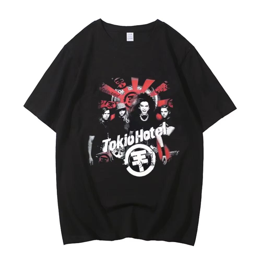 High Quality Cotton Retro Rock‑Music Graphic T‑Shirt Harajuku‑Style Print Unisex Casual Short‑Sleeve Streetwear Daily Top