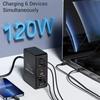 QC3.0 PPS PD 65W 6-Port Charge Gan 120W Charger Station 3C+3A For iPhone Samsung Xiaomi Smartphone Laptop Desktop Fast Charging