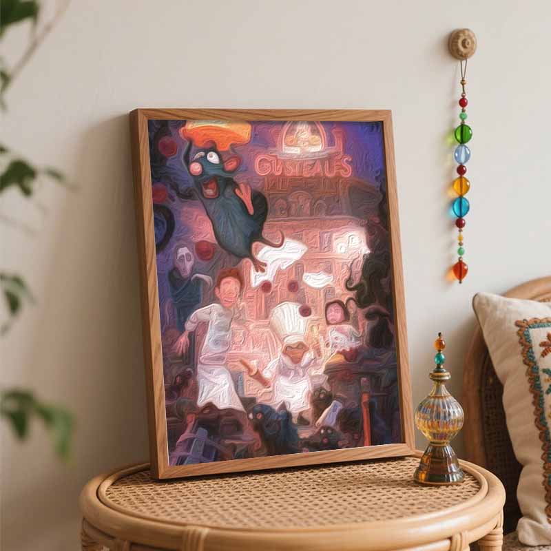 Disney digital oil painting Ratatouille chef diy coloring handpainted filling home decoration gift, canvas wall art for room decor.