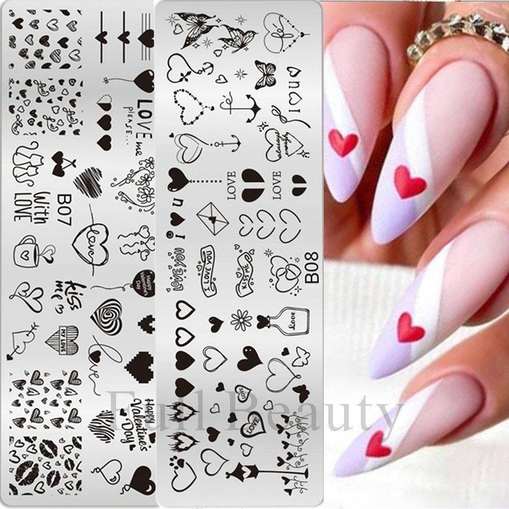 Nail Art Printing Small Long Steel Plate Valentine's Day Love DIY Painted Printing Stainless Steel Nail Printing Plate
