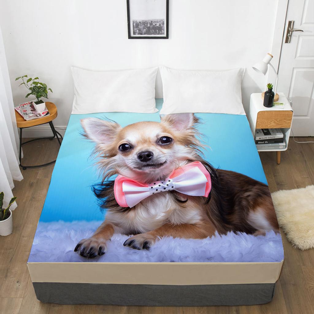 Home Textiles Dog Cat 3D Printing Pattern Bed Sheet Mattress Cover Elastic Band Bed Sheet Bedding