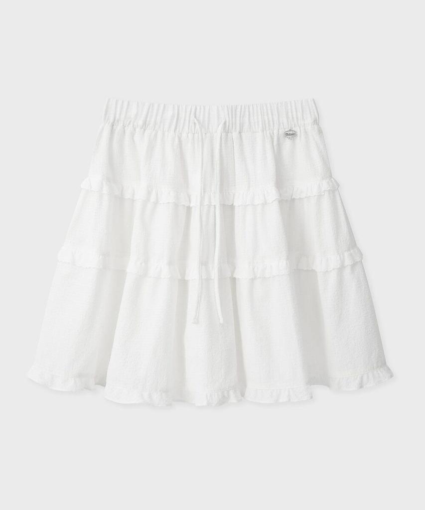 FALLETT Tiered Mini Skirt White