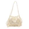Fashionable Versatile Beaded Handbag with Hollow Interior for Mobile Phone, Light and Elegant Cross-body Bucket Bag