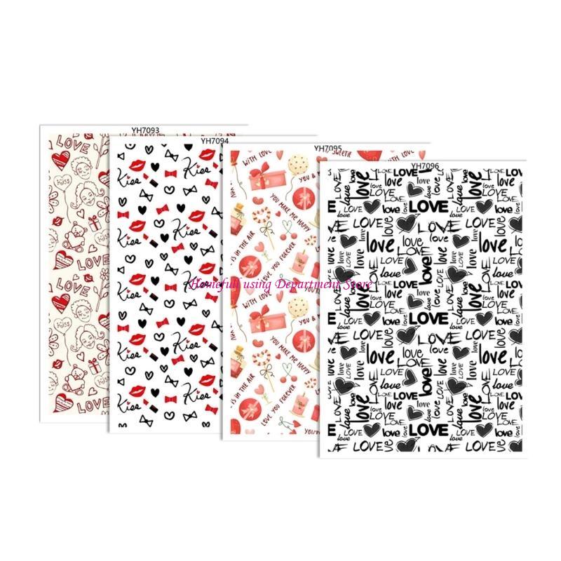 4Pieces Valentine Love Heart Transfer Paper 95x138mm Clay Earrings Water Soluble Transfer Paper for Jewelry Making