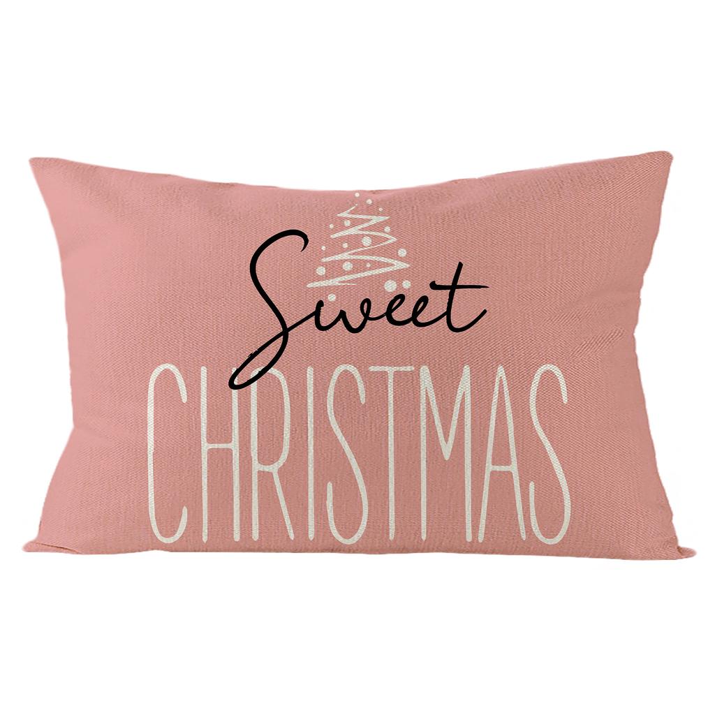 Weihnachts-Kissenbezug Rosa Weihnachten Leinen Kissen Wohnzimmer Sofa Home Office Kissen