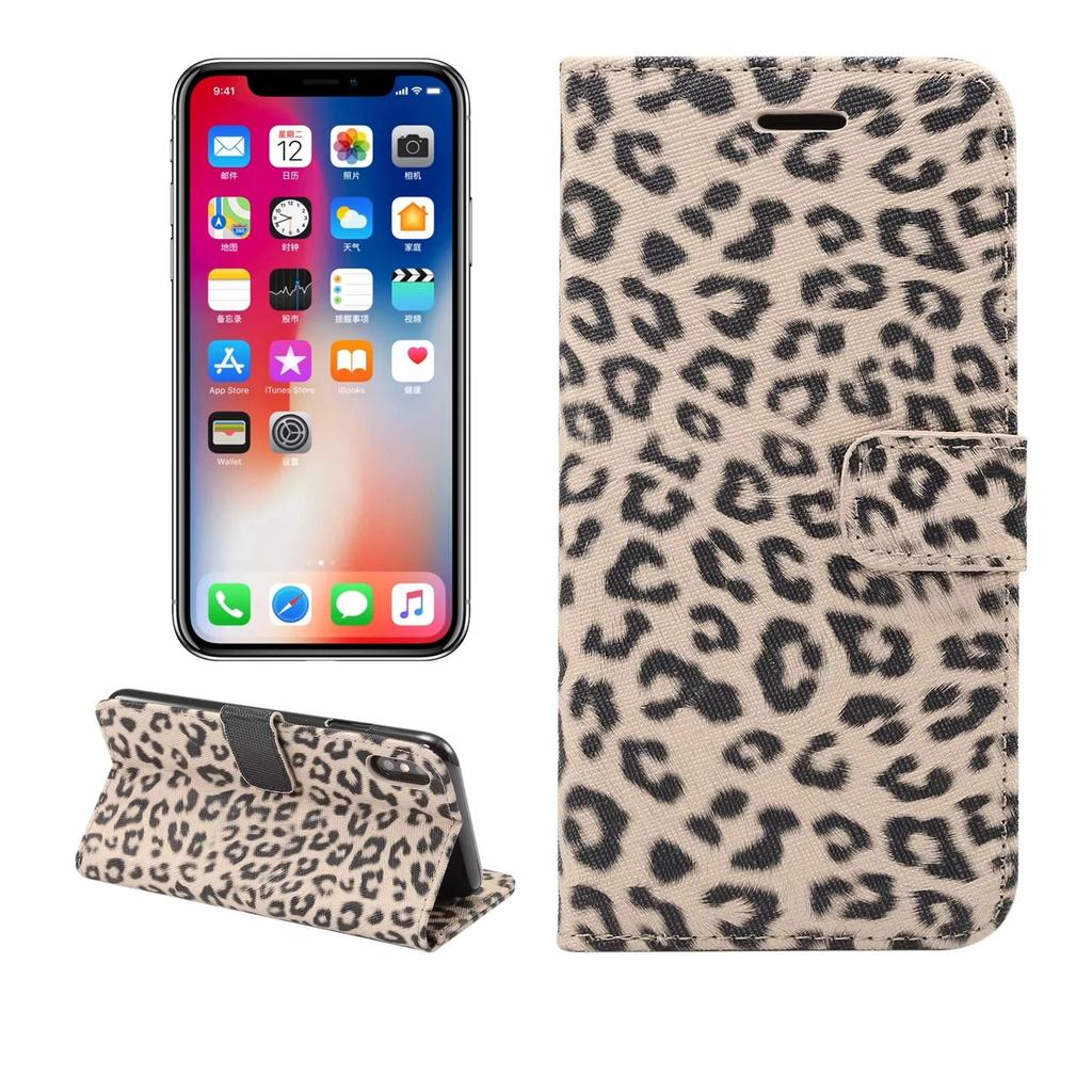 Applicable to iphone7/8plus leopard print leather case xsmax flip wallet storage card mobile phone case