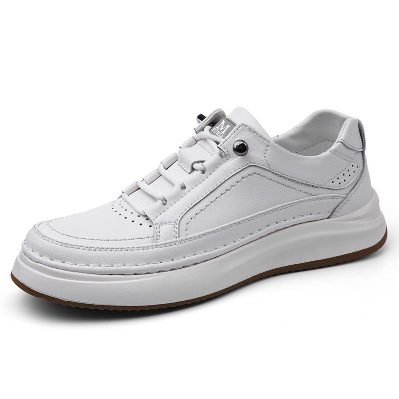 Men s Lightweight White Cowhide Leather Shoes – Breathable, Soft Sole, Spring Casual Sneakers 40 белый