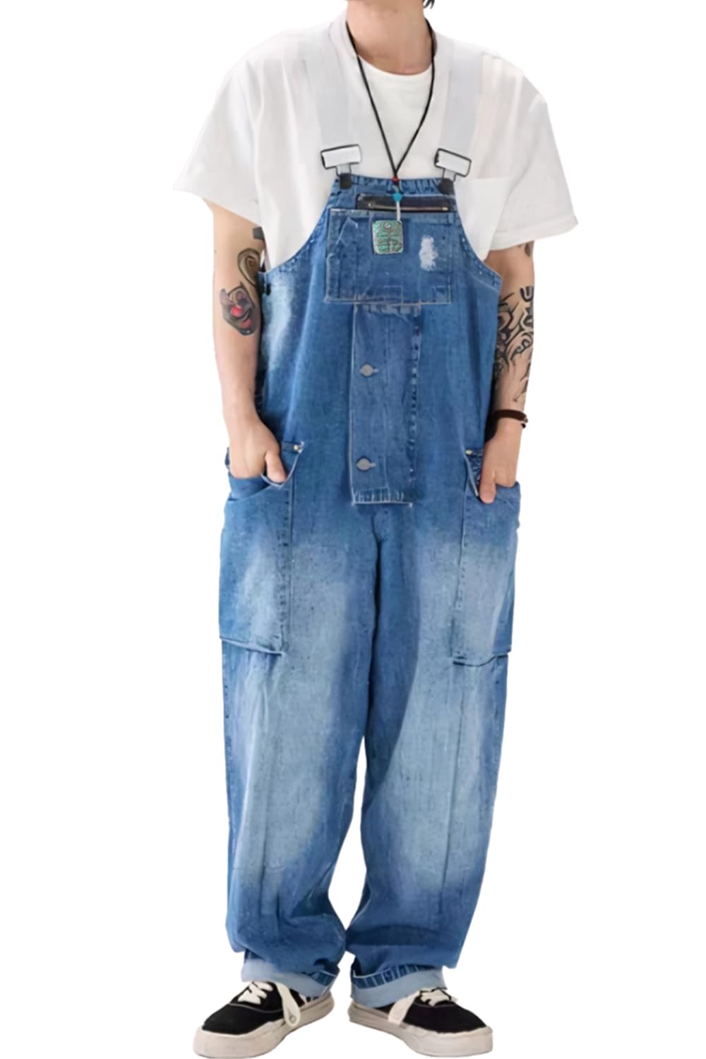 Kayiyasu Plus Deck Loose Cargo Long Hip Punk Fashion Denim Men s Overalls, Denim, Size, Pants, Fit, Pants, Jumpsuit, Jeans, Overalls, Hop, Outdoor,