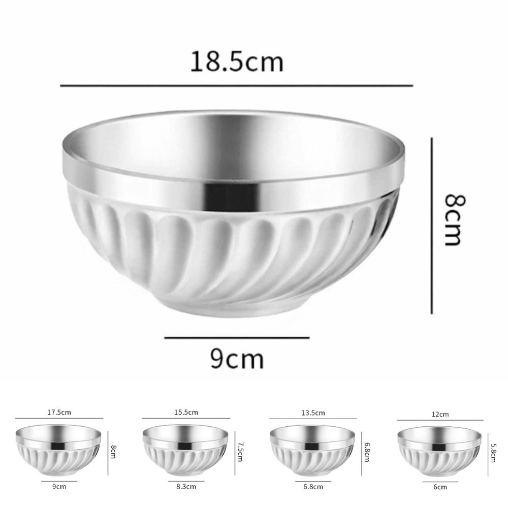 2pcs Stainless Steel Salad Rice Bowl Heat Resistant Korean Stainless Steel Bowl Kitchen Tableware 12-20cm Soup Ramen Bowl