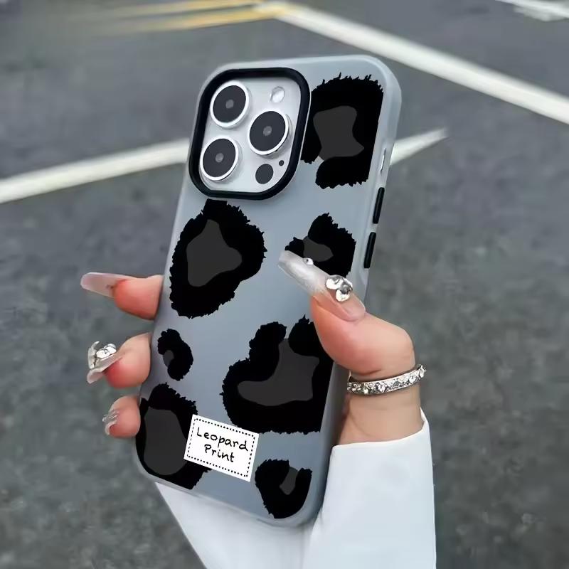 Simple Black Leopard Print Jelly Color Phone Case For iPhone 17 AIR 16 15 14 13 12 11 PRO MAX PLUS Y2K Shockproof Silicone Cover
