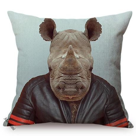 Nordic Animal Portrait Art Sofa Decorative Pillow Case Funky Cow Bear Rabbit Elephant Wear Clothes Style Cushion Cover Cojines