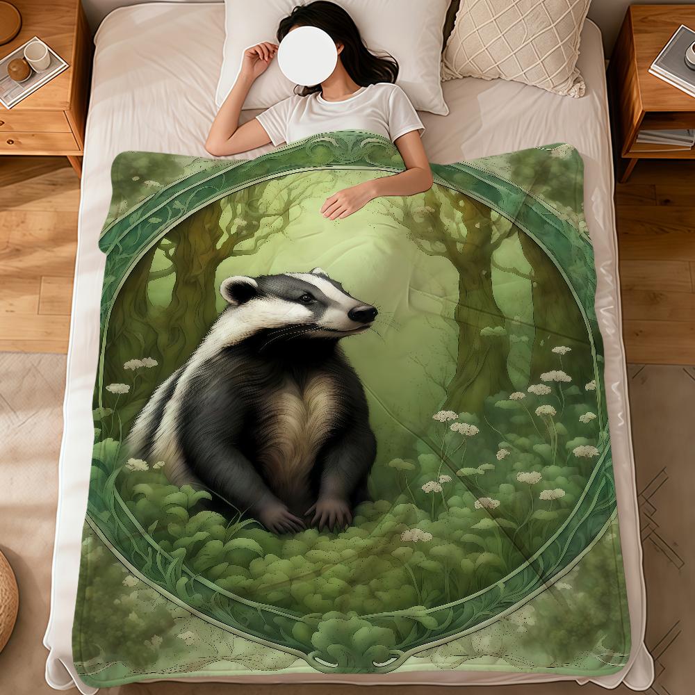 Vintage art animals fox crane flowers soft warm plush blanket dormitory sofa living room pet hogar bedroom gift nap home Flannel