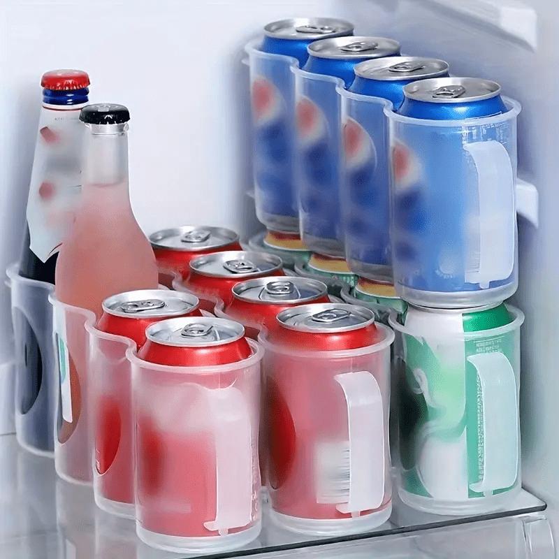 Household transparent refrigerator can beverage storage box,beer storage rack with handle, four compartment beverage storage box
