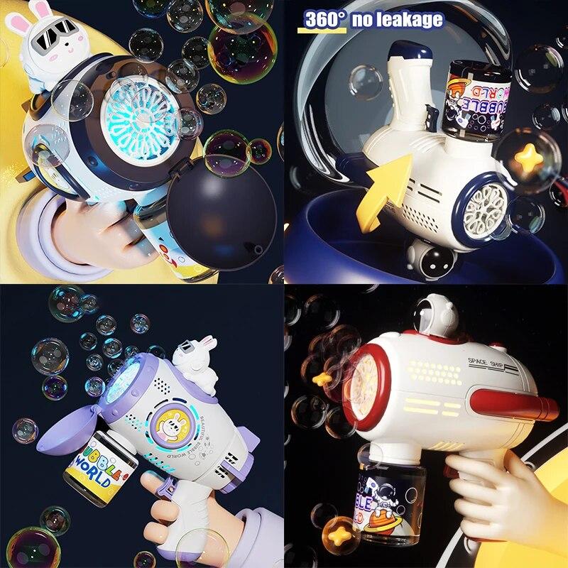 Bubble Gun Rakett Soap Spaceman Bubbles Machine Julegave Gun Shape Automatisk blåser med lette Pomperos leker for barn