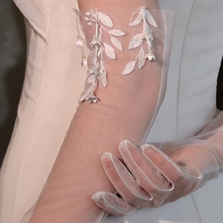 Elegant Full Finger Gloves Lace Unique Outfits Long Gloves for Flapper Bride Wedding Dancing Accessories