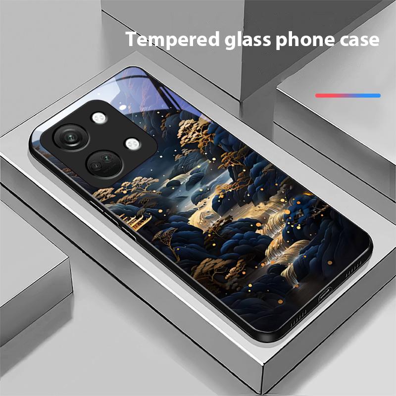 Jubao Basin Water For OnePlus Nord 3 5 6T 7 Pro 8 12 10T Reno8 Lite 5G 10R Nord N30 Hard Shell Tempered Glass Phone Case Black
