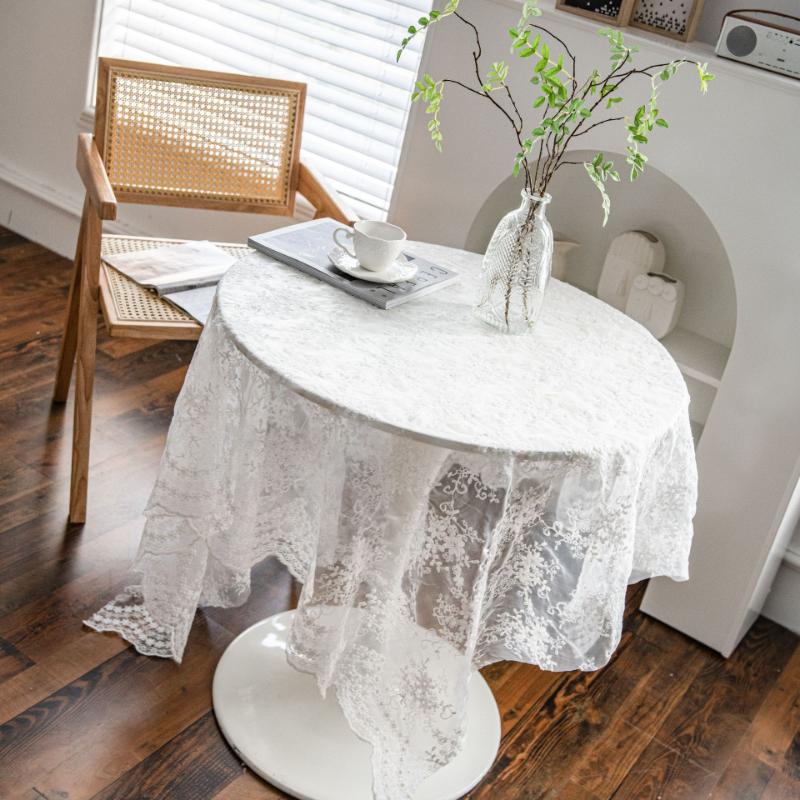 Beauty Lace Tablecloth Rectangular White Overlay Tea Tablecloth Lace Long Tablecloth Table Floral Embroidery Lace Table Cloths