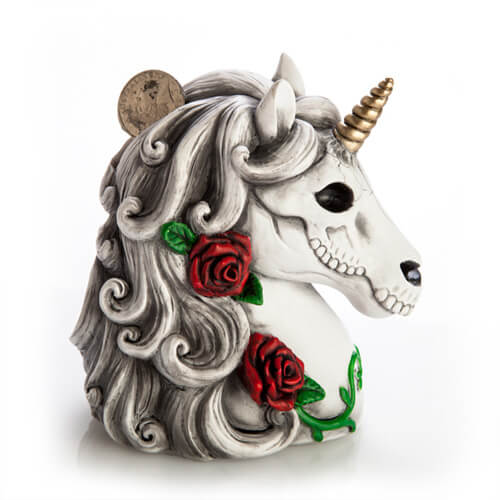Decorative Money Bank (Unicorn Candy Skull)