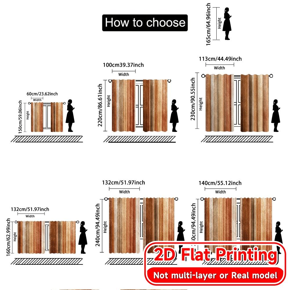 Set Of 2 Flat Printing Curtain Symphony Chic Creative Curtains Polyester Easy Install Decorations Decorative