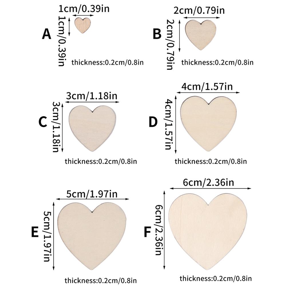 50/100/200Pcs Unfinished Wooden Hearts for Crafts 1-6cm Heart Blank Wood Ornaments Birthday Wedding Party Christmas Decor