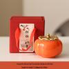 Charming Persimmon Ruyi Ceramic Tea Box & Mini Candy Jar Gift Set