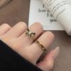 Sweet And Cool Girl Style Gold Bow Enamel Diamond Zir*****Pen Ring Niche High-End Feeling Stacked Ring Woman