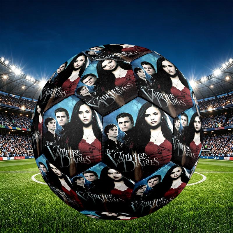 The Vampire Diaries Print Size 5 Soccer Ball, PU Wear Resistant Football for Match Training and Daily Practice, Birthday Gift for Soccer Fans
