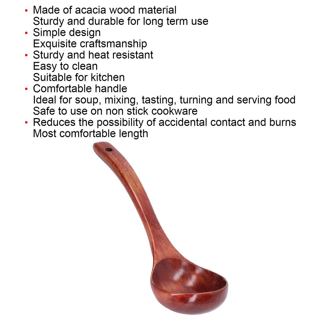 Wooden Spoon Multipurpose   Handle Wood Porridge Ladle for Kitchen Restaurant
