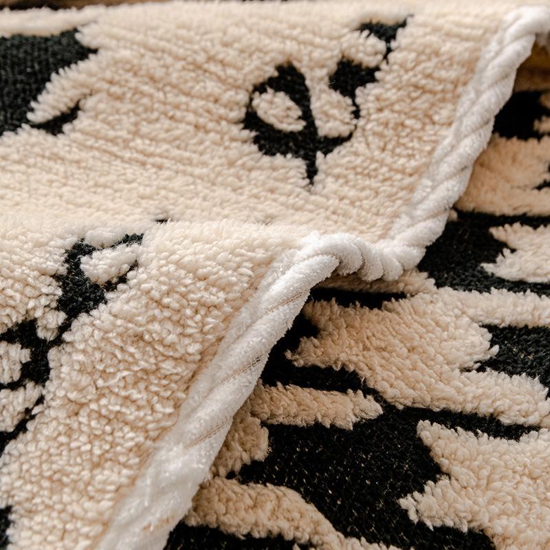 Winter Houndstooth Sofa Cushion Non-Slip Thickened High-Grade Plush Cushion Winter Sofa Cover Towel