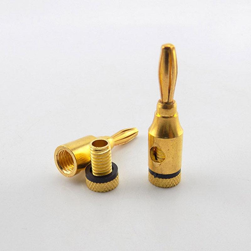4pcs 4mm Banana Plug Red Black Gold-Plated Connector Copper Musical Audio Speaker Cable Wire Pin Connectors Banana Plugs Accessories